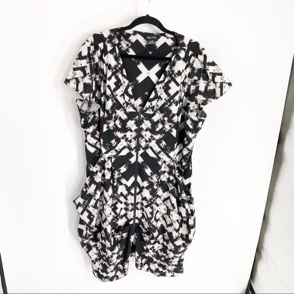 City Chic Zip Front Print Tunic Dress XL/22 - Picture 6 of 8